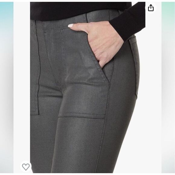 Kut from the kloth Reese ankle straight leg faux leather pants black 8 Long - Picture 5 of 12